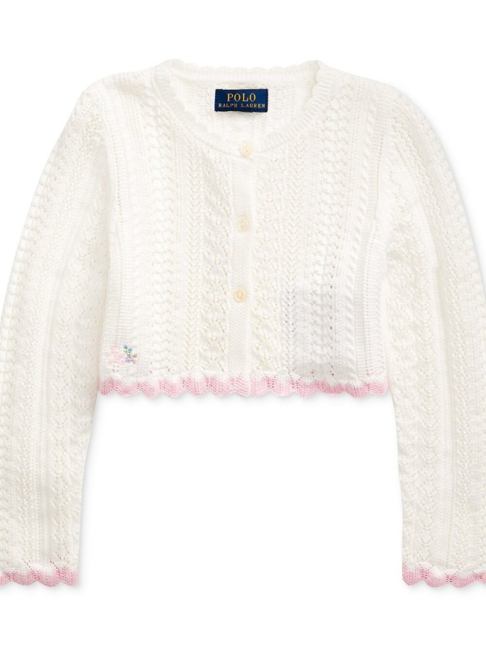 NWT Polo Ralph Lauren Girls Cropped Monogram Embroidered Cardigan Sweater